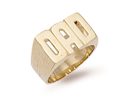 9ct Yellow Gold Barked Sides Dad Ring