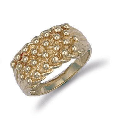 9ct Yellow Gold Woven Back 4 Row Keeper Ring