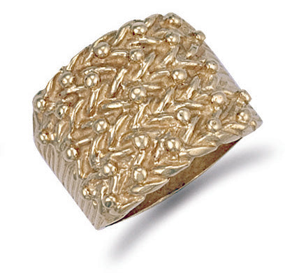 9ct Yellow Gold Woven Back 5 Row Keeper Ring