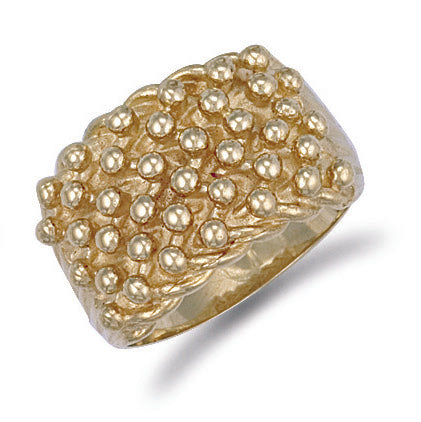 9ct Yellow Gold Woven Back 6 Row Keeper Ring