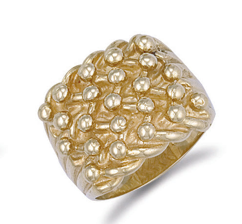 9ct Yellow Gold Woven Back 5 Row Keeper Ring