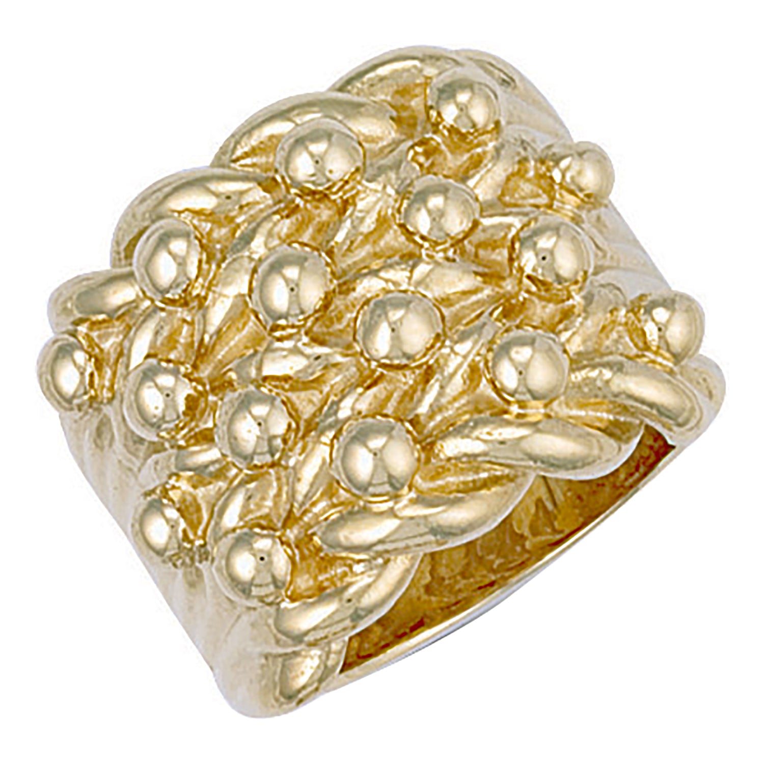 9ct Yellow Gold Woven Back 4 Row Keeper Ring