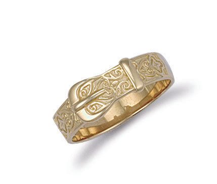 9ct Yellow Gold Patterned Buckle Ring