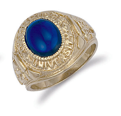 9ct Yellow Gold Blue Cabochon College Ring