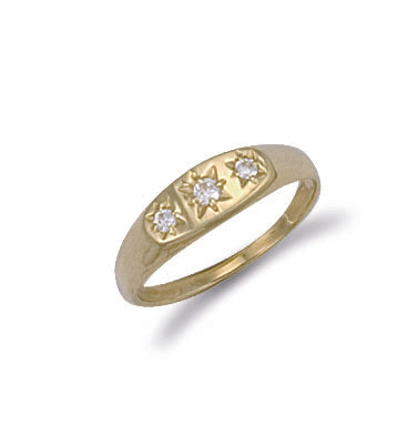 9ct Yellow Gold Cubic Zirconia 3 Stone Childs Ring