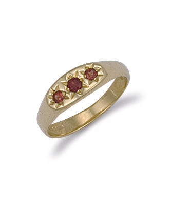 9ct Yellow Gold Garnet 3 Stone Childs Ring