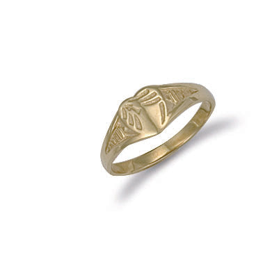 9ct Yellow Gold Childs Engraved Heart Signet Ring