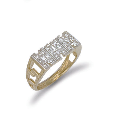 9ct Yellow Gold Cubic Zirconia ID Sides NAN Ring