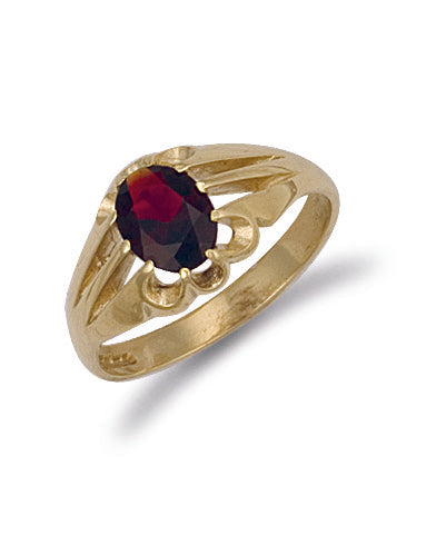 9ct Yellow Gold Garnet Gipsy Ring