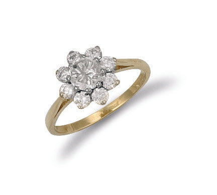 9ct Yellow Gold Cubic Zirconia Cluster Ring