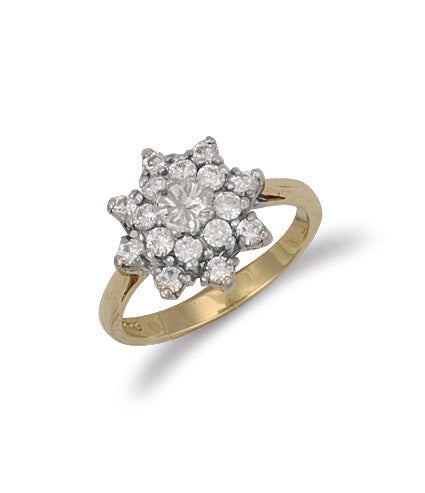 9ct Yellow Gold Cubic Zirconia Cluster Ring