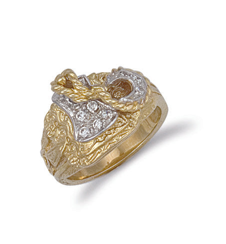 9ct Yellow Gold Cubic Zirconia Saddle Ring