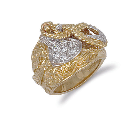 9ct Yellow Gold Cubic Zirconia Saddle Ring