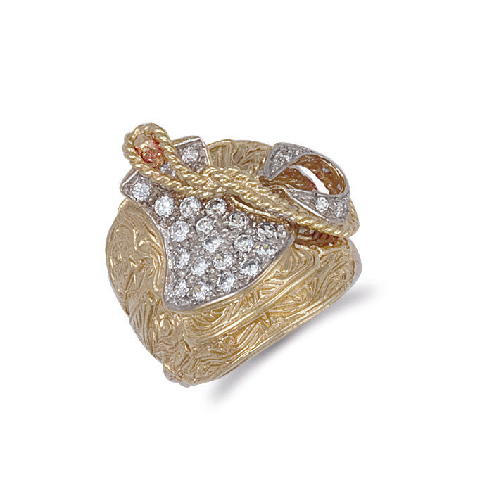 9ct Yellow Gold Cubic Zirconia Saddle Ring