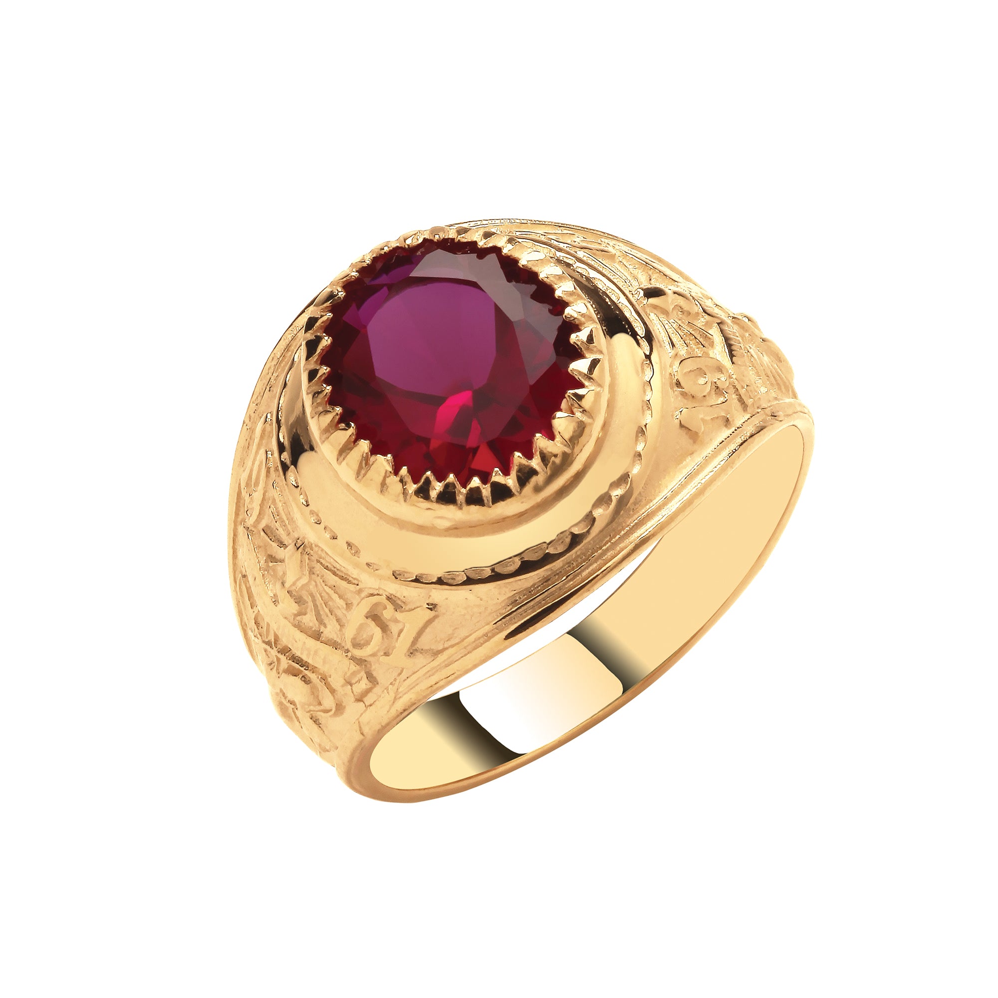 9ct Yellow Gold Red Cabochon College Ring