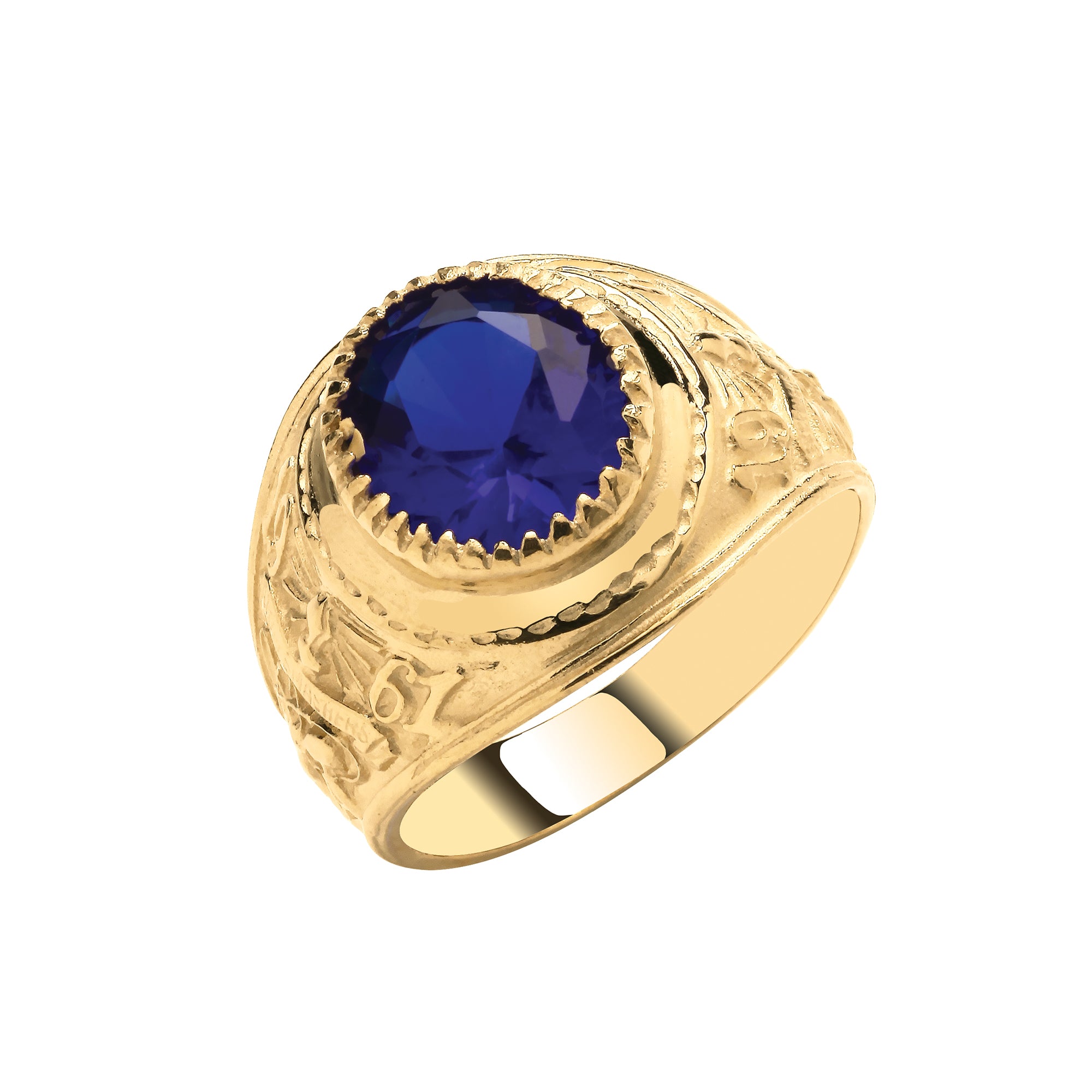 9ct Yellow Gold Blue Cabochon College Ring