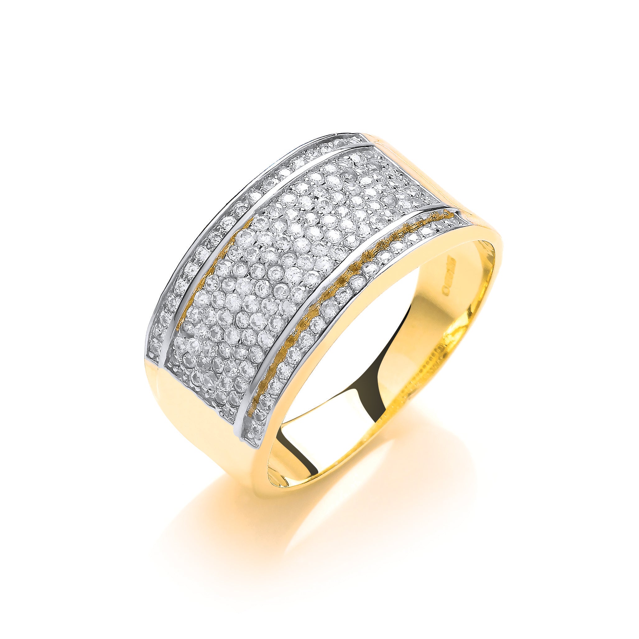 9ct Yellow Gold 11mm Bombay Cubic Zirconia Ring