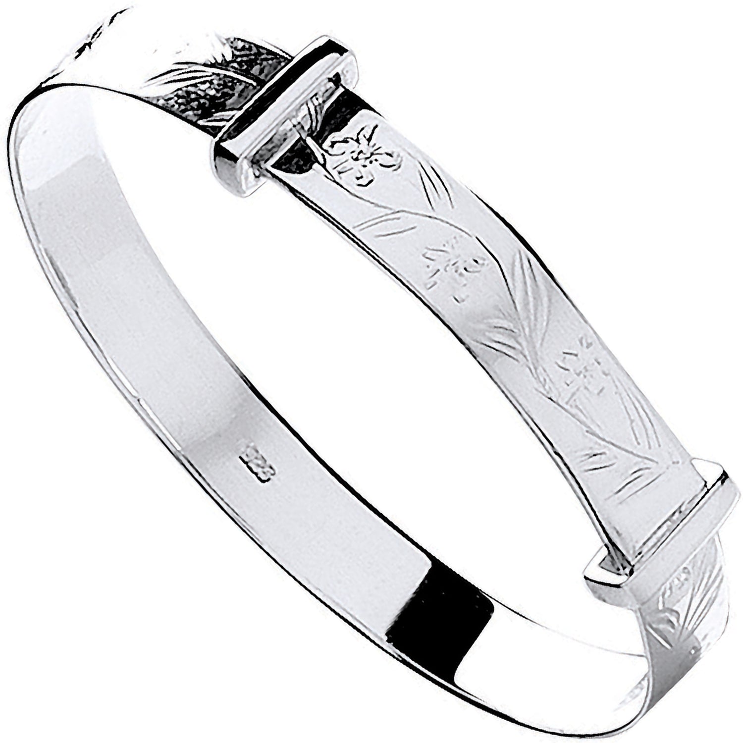 925 Sterling Silver Diamond Cut Expandable Baby Bangle