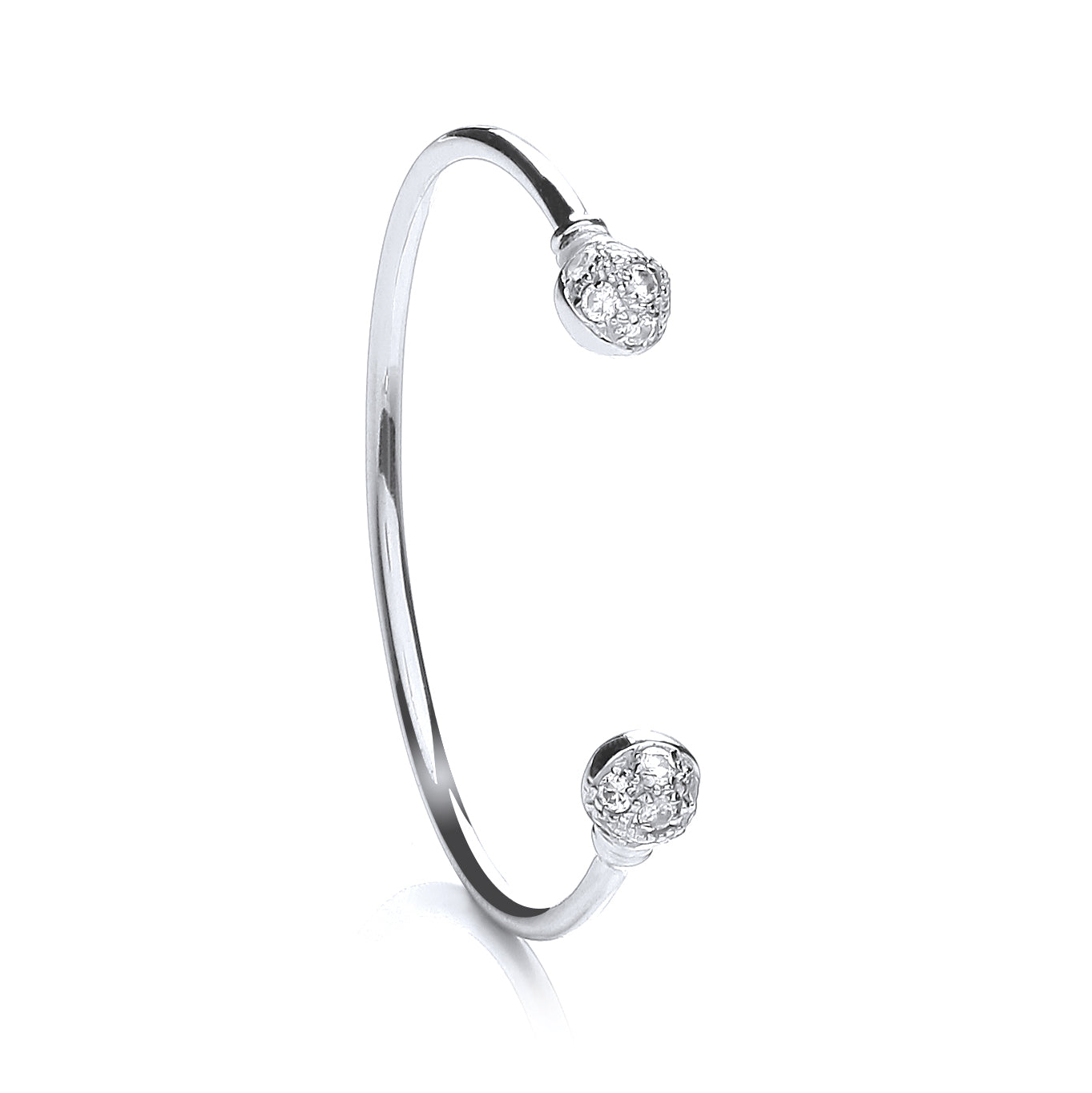 925 Sterling Silver Baby Cz Torque Bangle