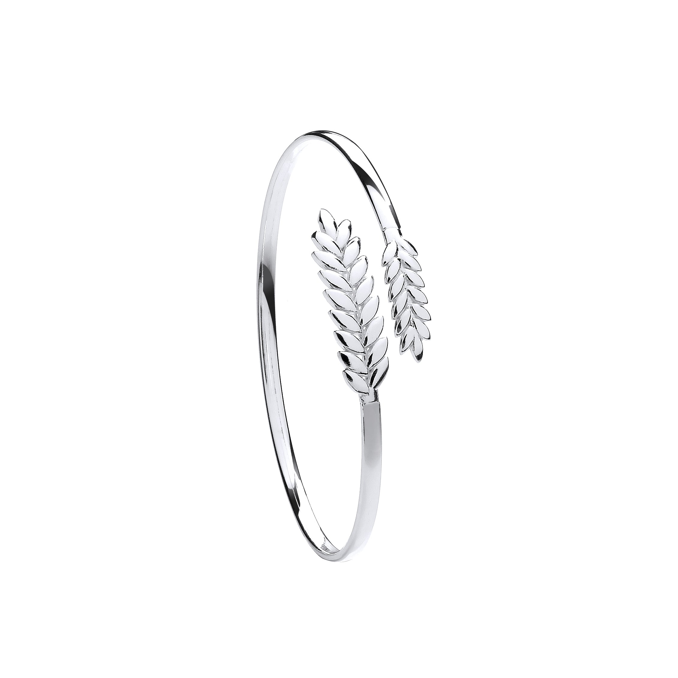 925 Sterling Silver Barley Leaf Ladies Bangle