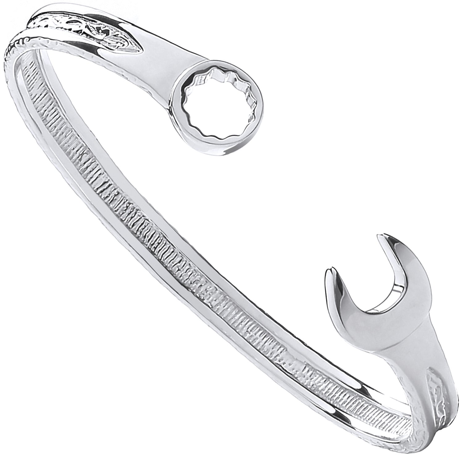 925 Sterling Silver Vintage Design Spanner Gents 7mm Bangle