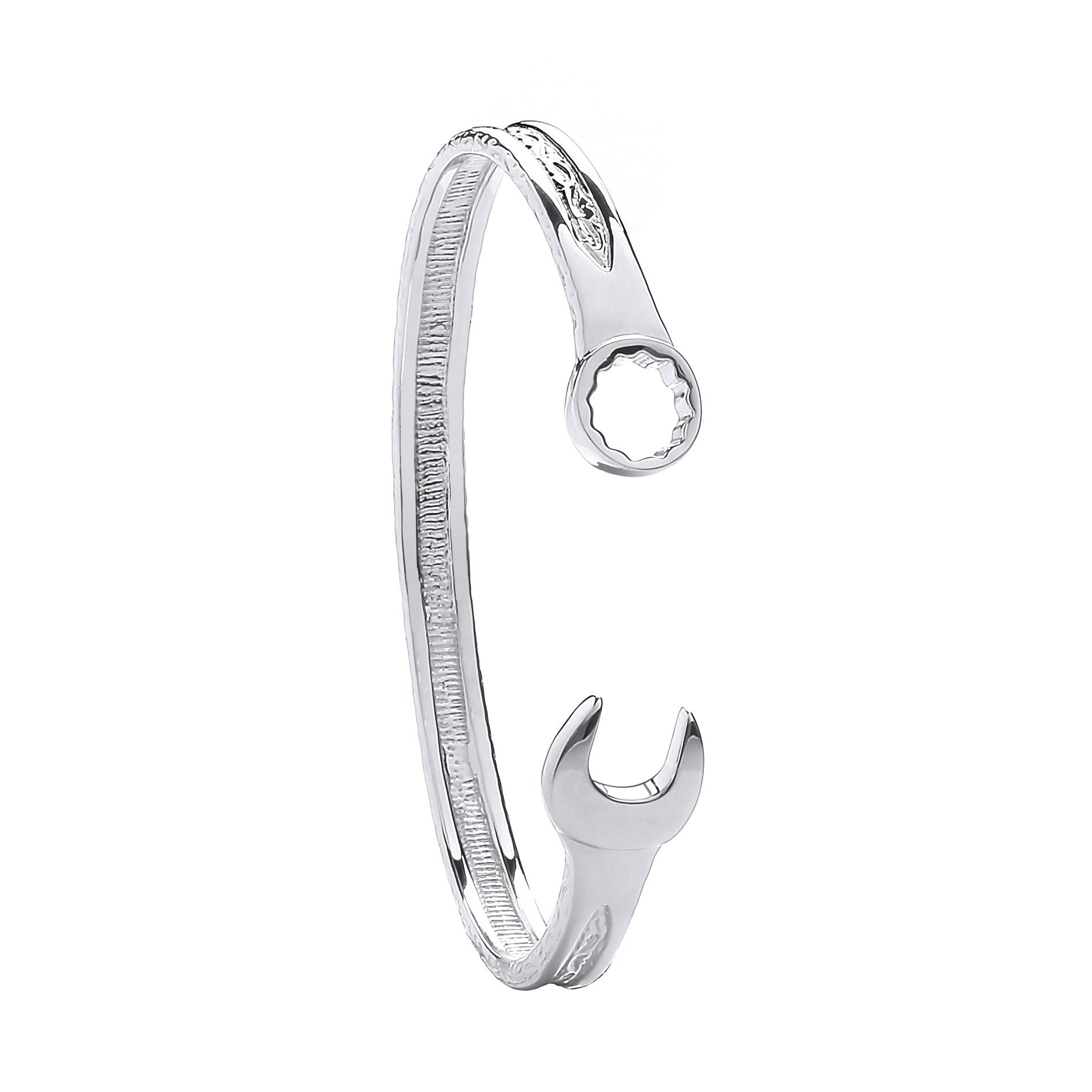 925 Sterling Silver Vintage Design Spanner Gents 7mm Bangle