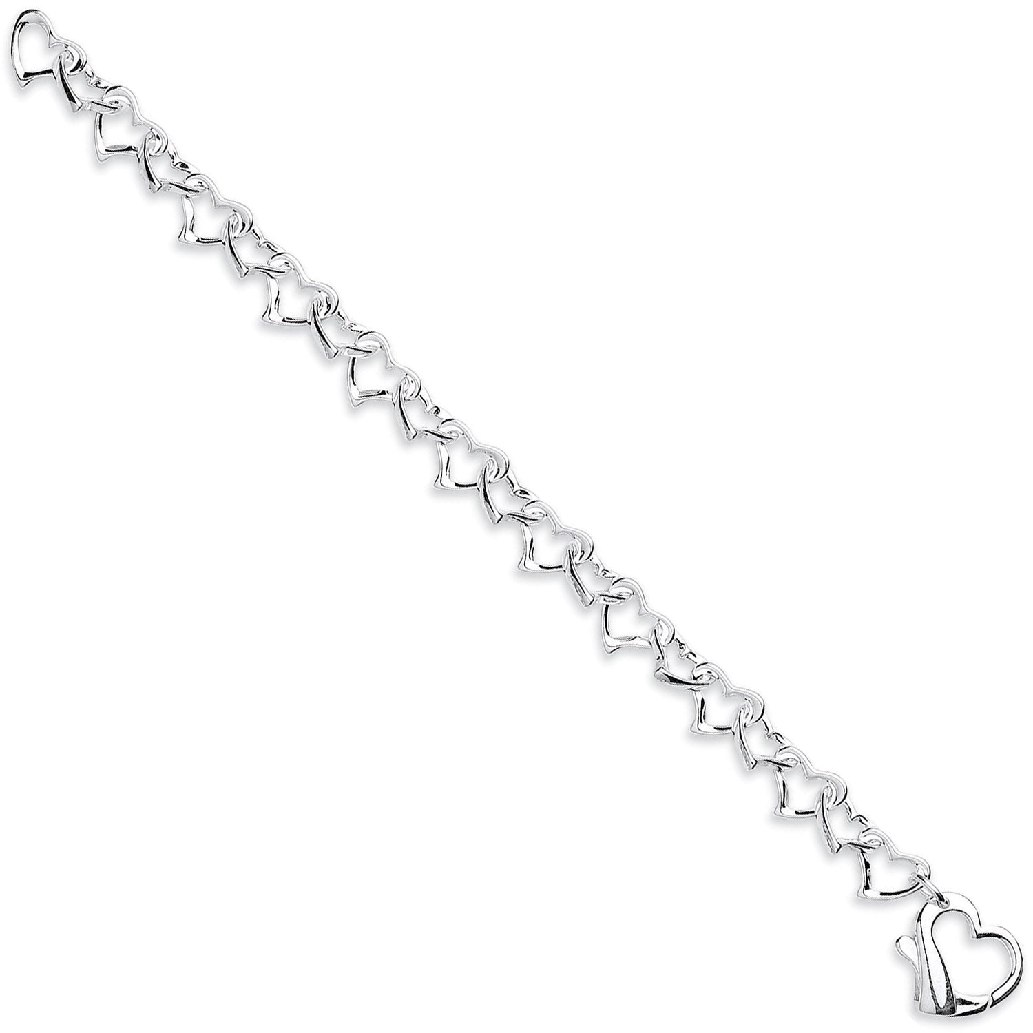 925 Sterling Silver Heart Link Bracelet