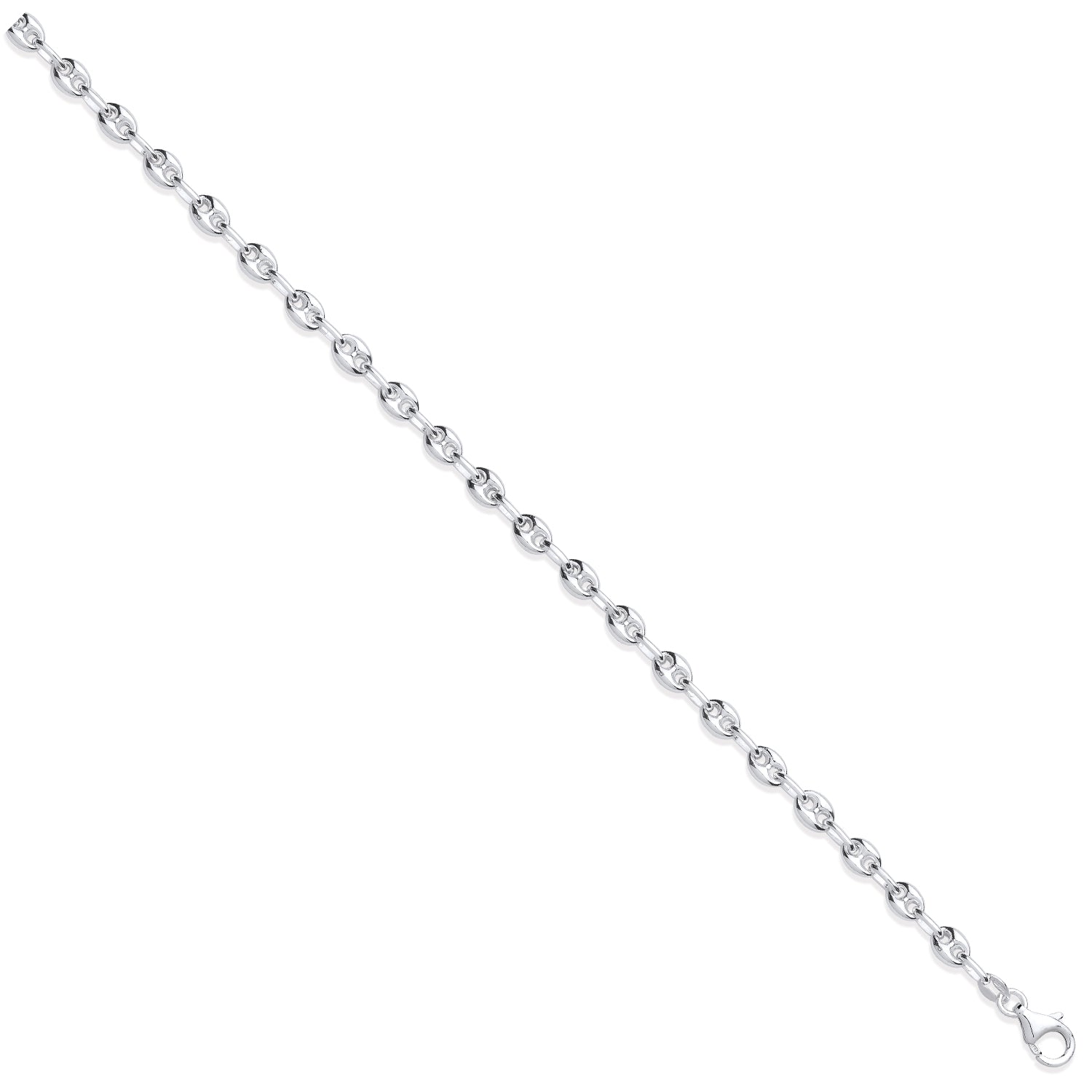 925 Sterling Silver 5mm Coffee Beans Link Chain / Bracelet