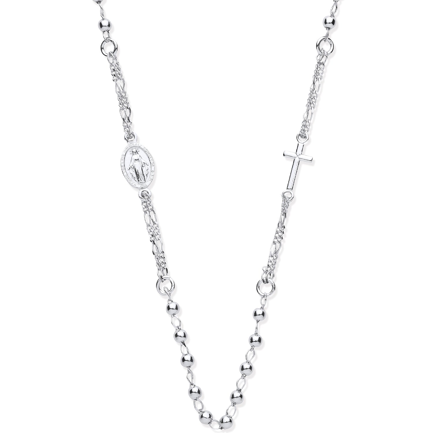 925 Sterling Silver Rosary Beads 18" Chain