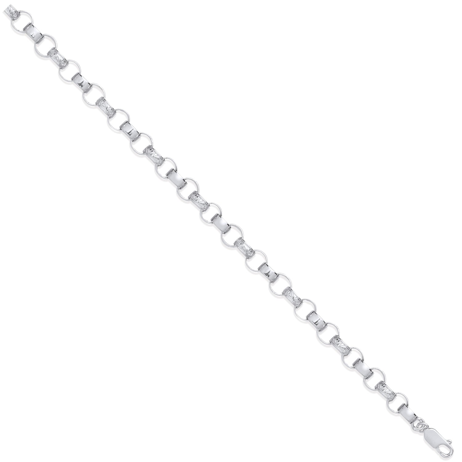 925 Sterling Silver 7mm Plain & Engraved Link Belcher Chain/Bracelet