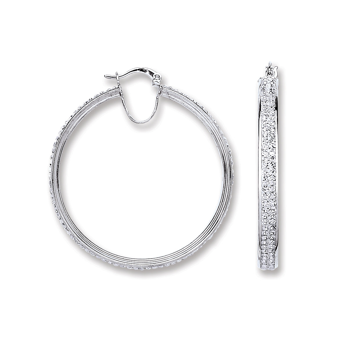 925 Sterling Silver Hoop Crystal Earrings