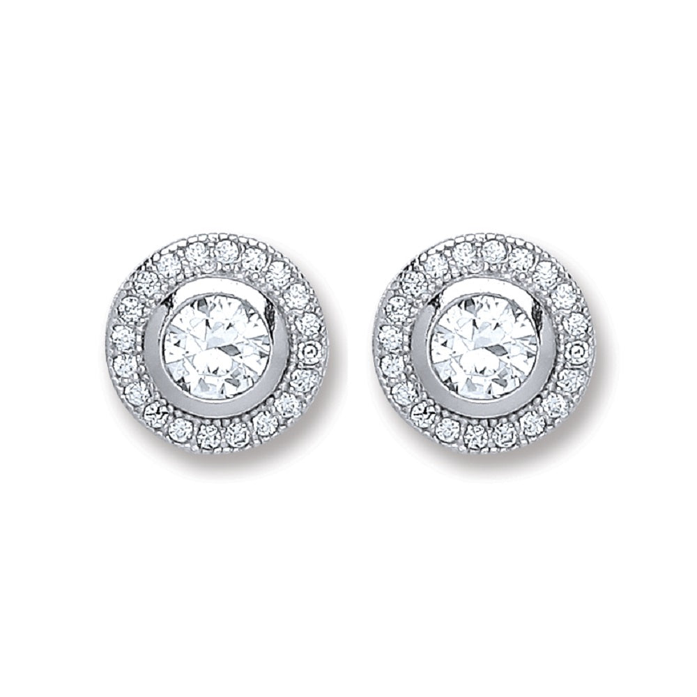 925 Sterling Silver Round Cubic Zirconia Stud Earrings