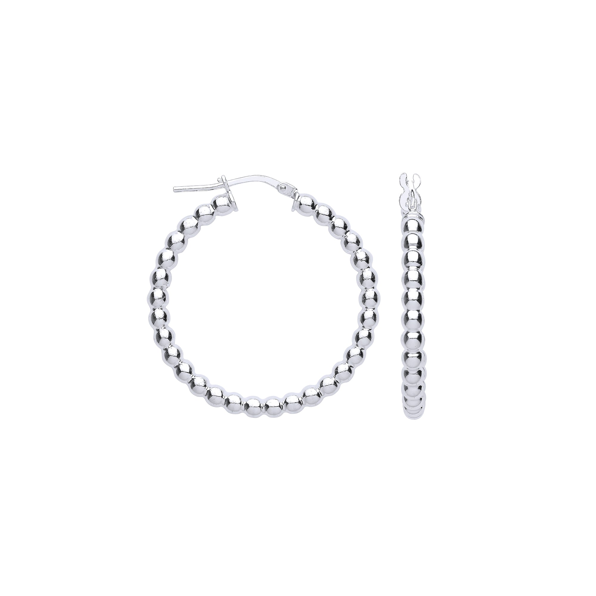 925 Sterling Silver Bead Hoop Earrings