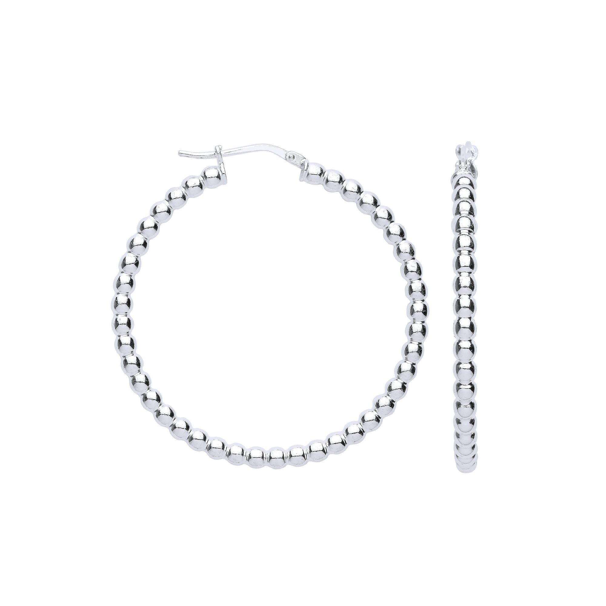 925 Sterling Silver Bead Hoop Earrings