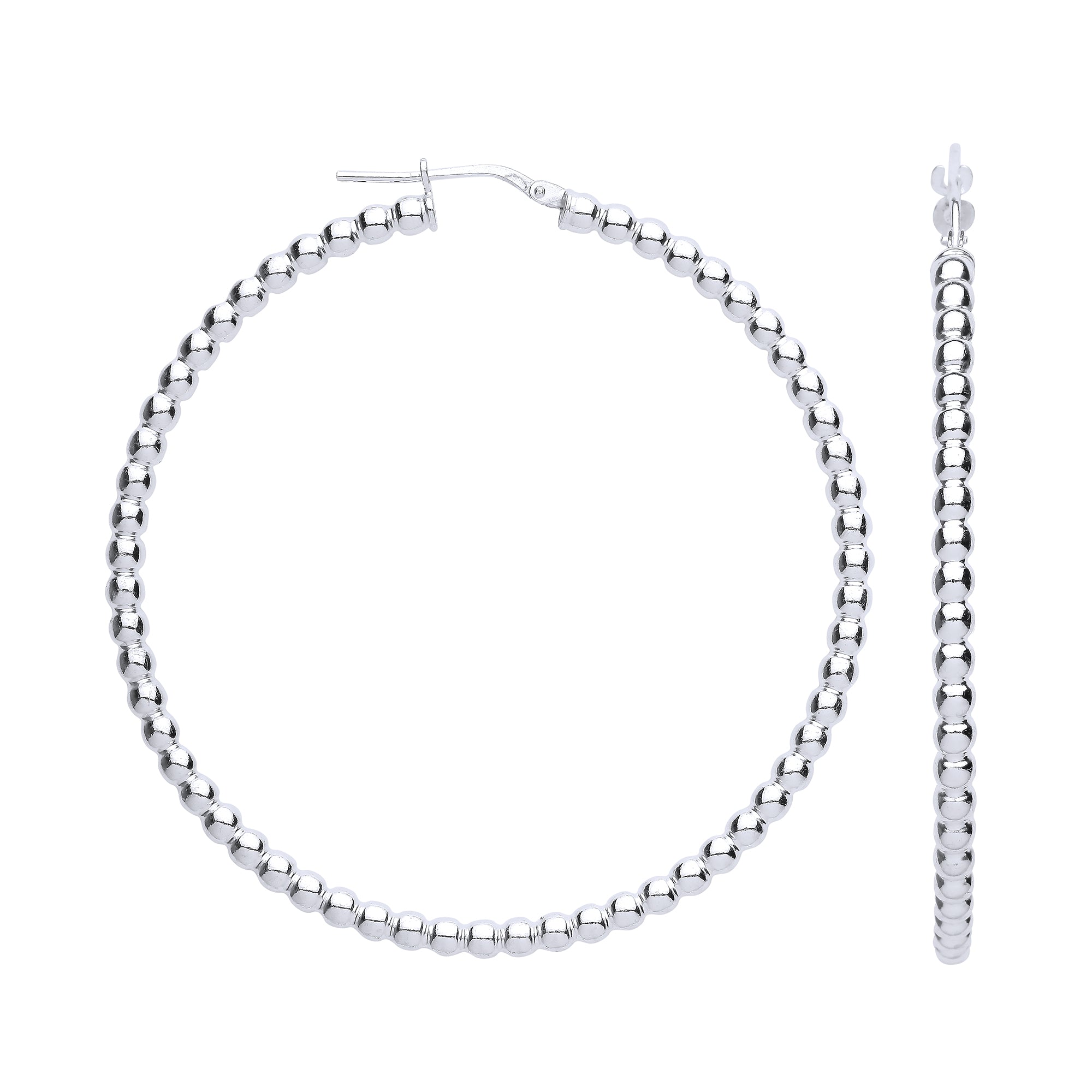 925 Sterling Silver Bead Hoop Earrings