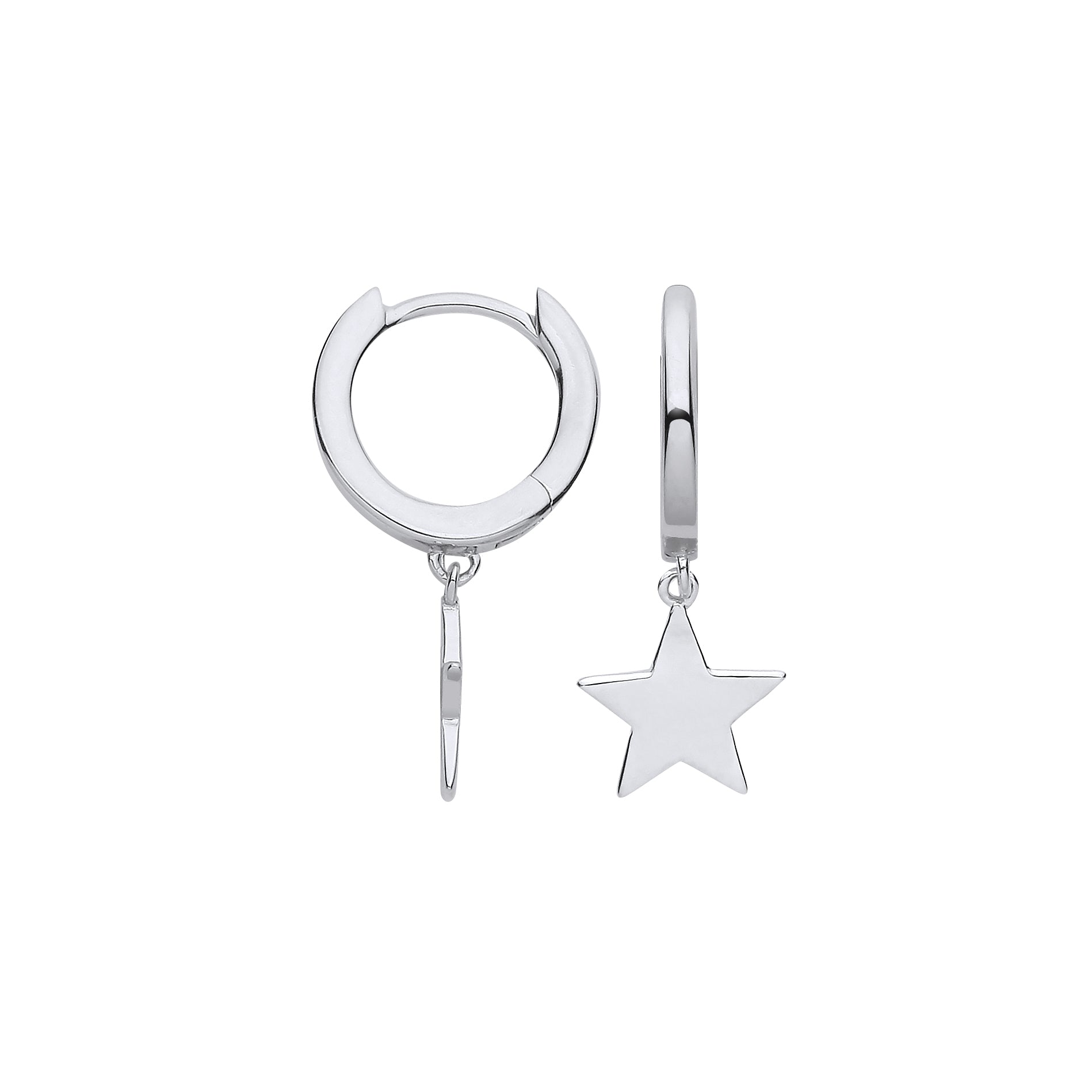 925 Sterling Silver Star Hinged Huggies