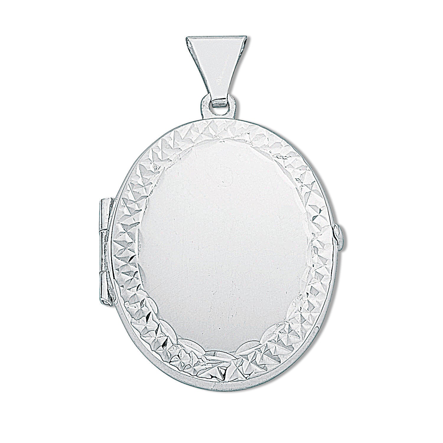 925 Sterling Silver Medium Engraved Oval Shaped Locket with Chain