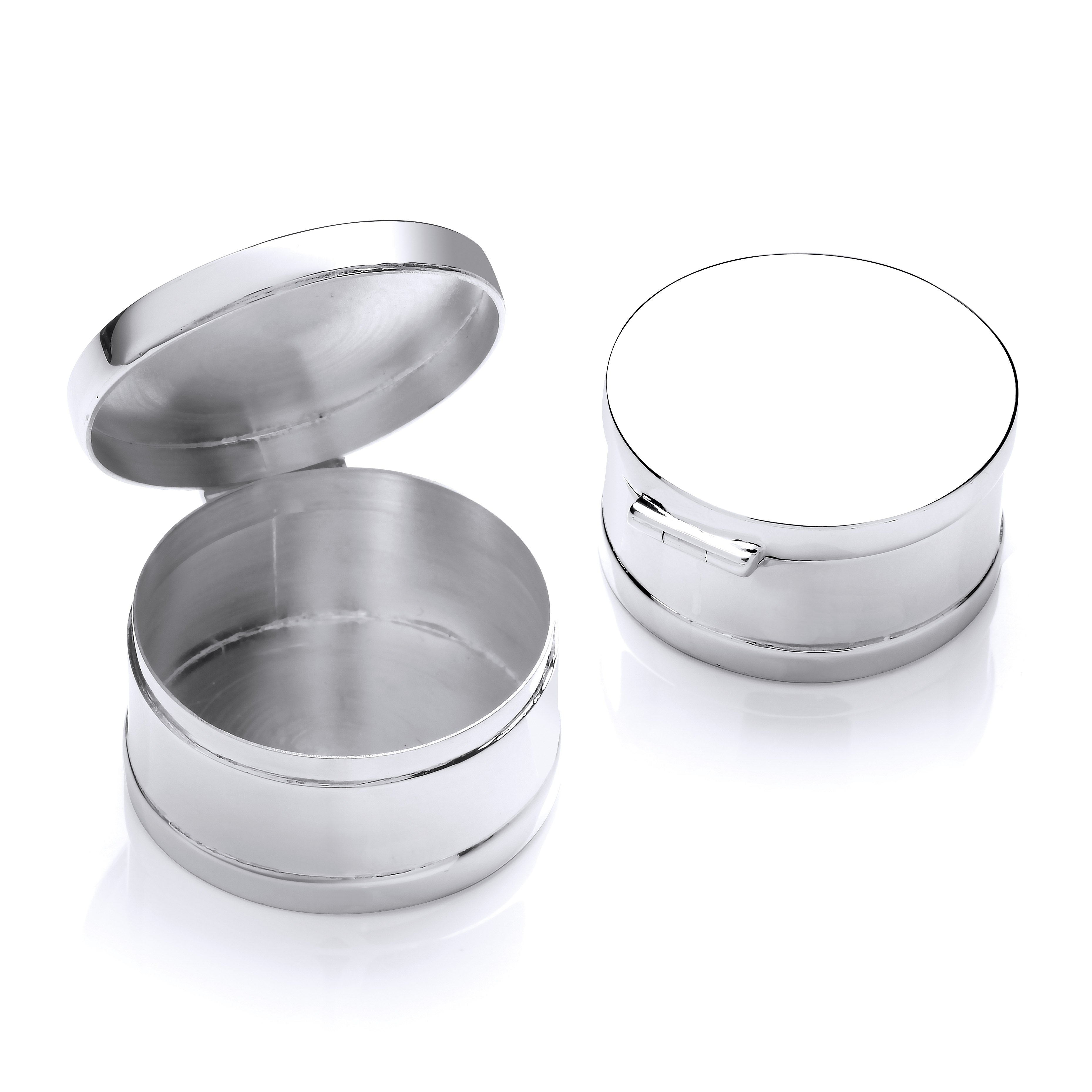 925 Sterling Silver Trinket (Pill) Round Deep Plain Box