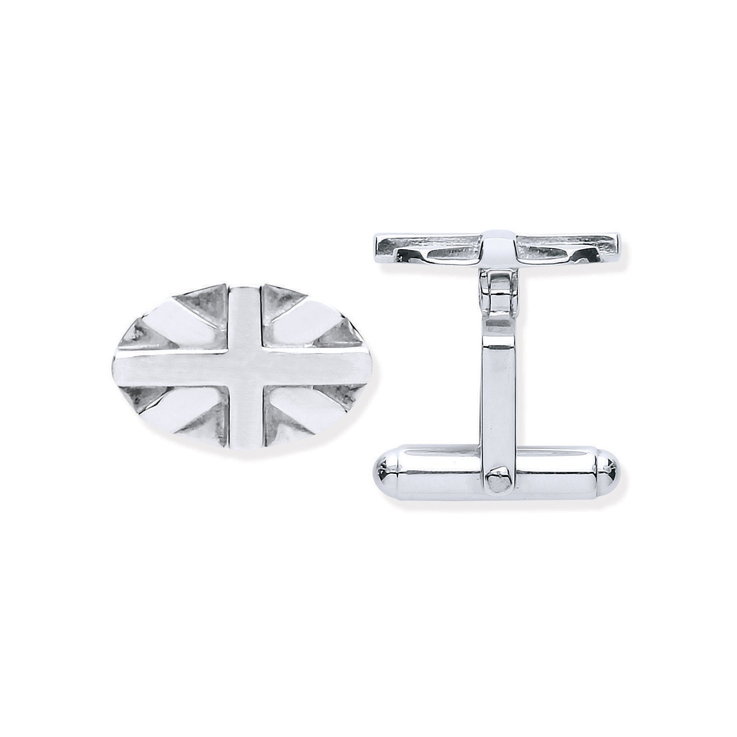 925 Sterling Silver Union Jack Oval Cufflinks