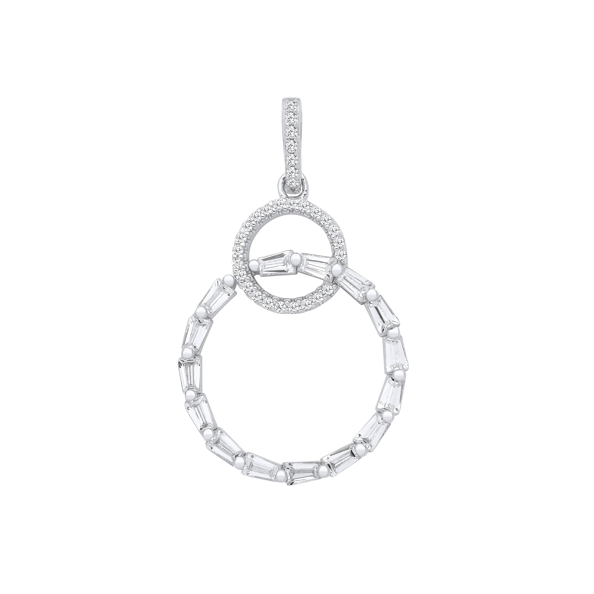 925 Sterling Silver Entwined Circles Drop Pendant with chain