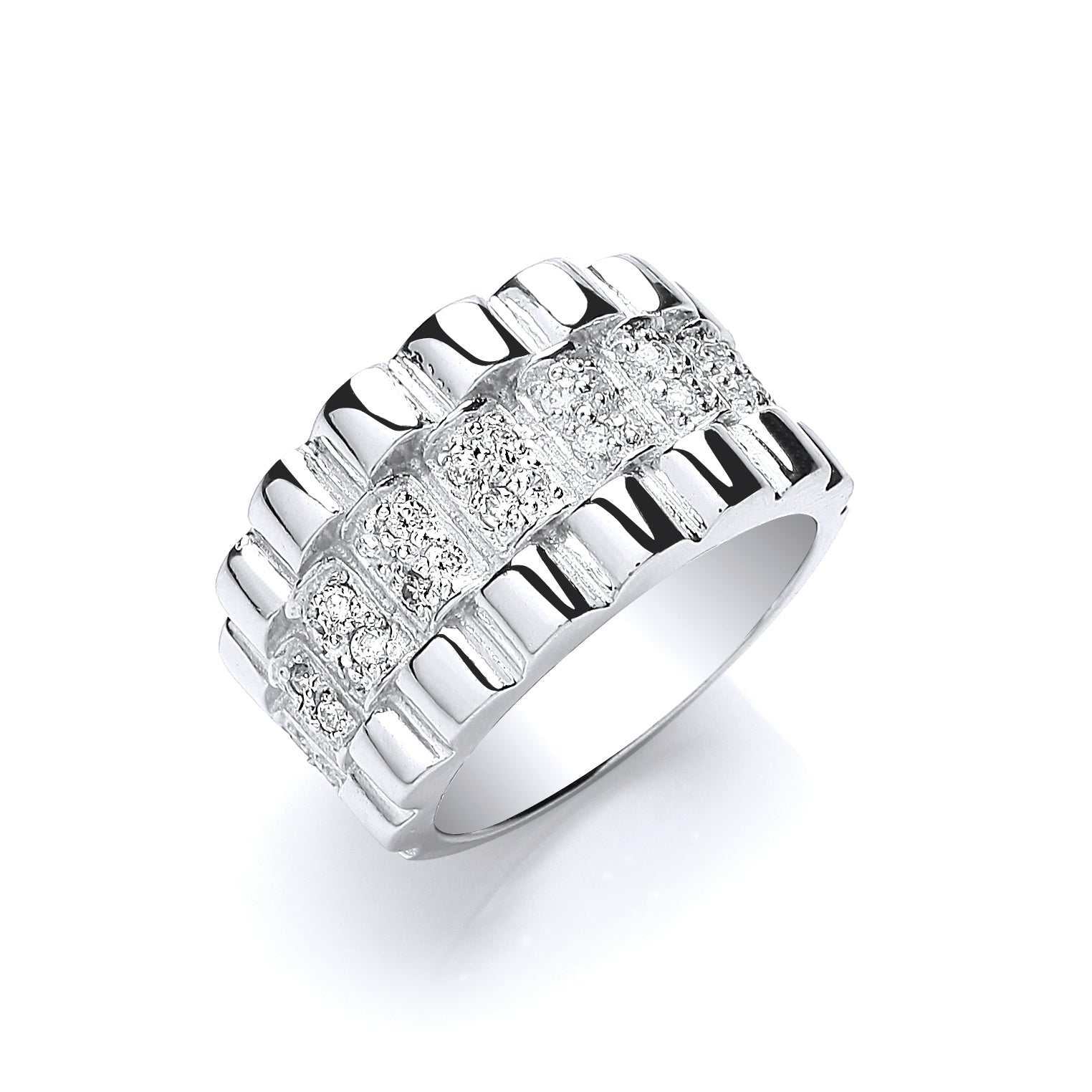 925 Sterling Silver Gents Cz Ring