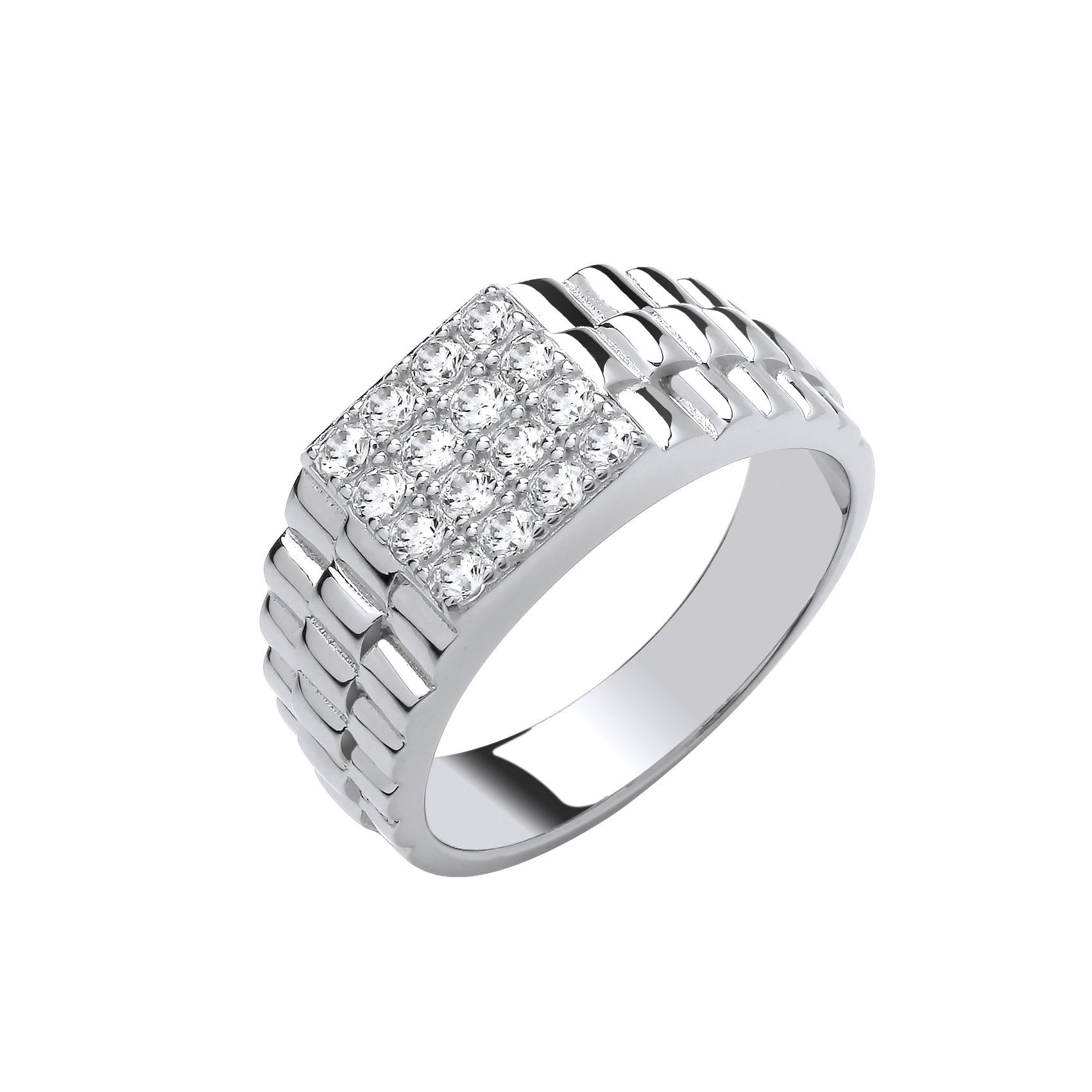 925 Sterling Silver Square Top Gents CZ Ring