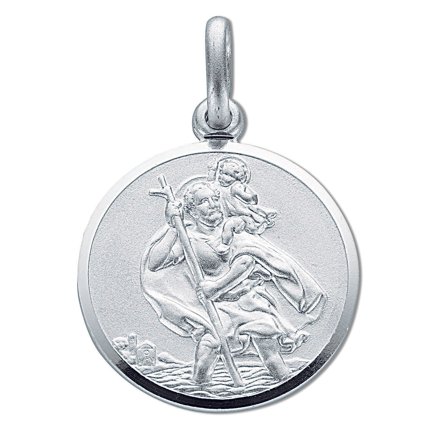 925 Sterling Silver Double Sided St Christopher Pendant with Chain