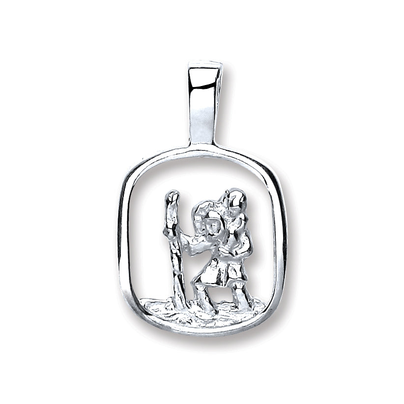 925 Sterling Silver Cut Out St Christopher Pendant with Chain