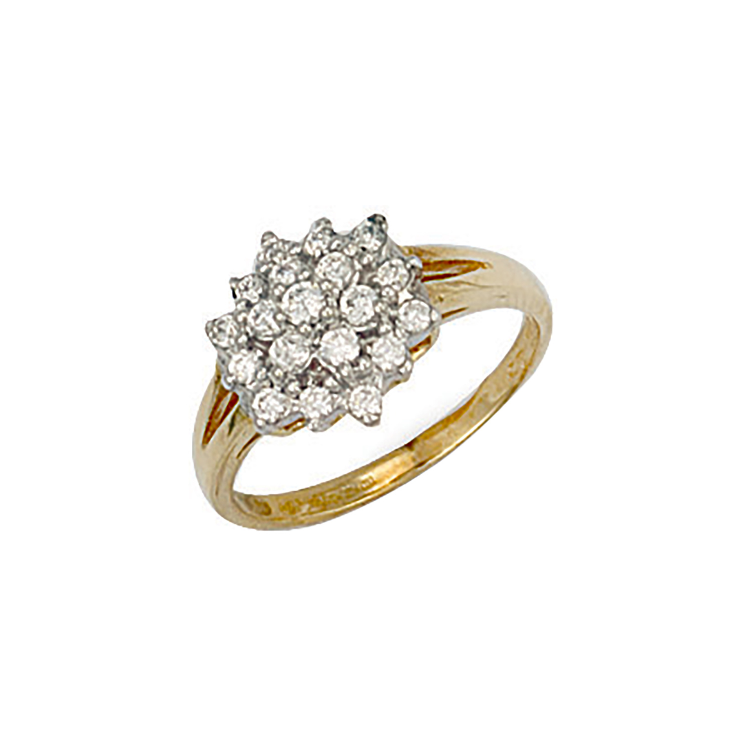 9ct Yellow Gold Cz Cluster Ring