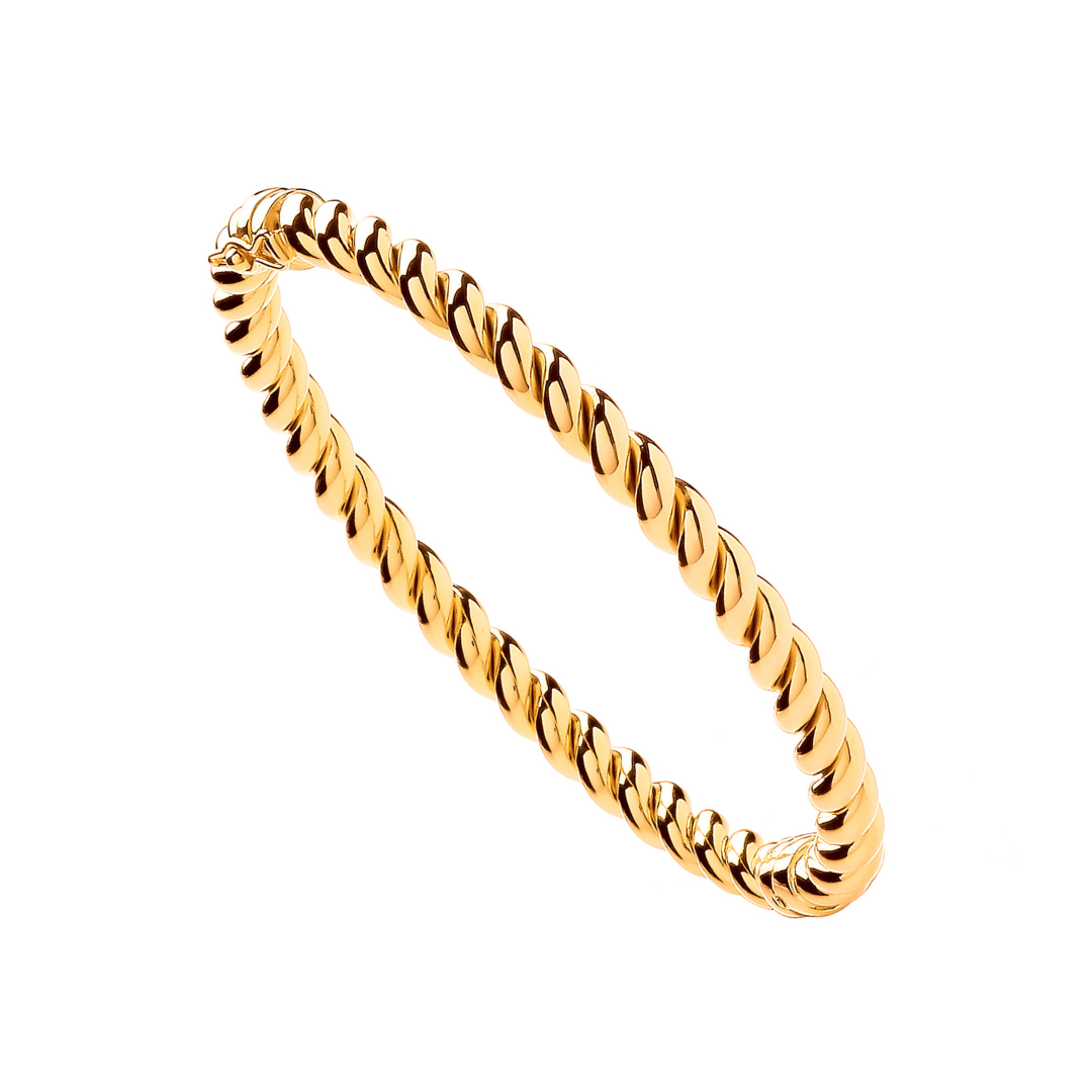 9ct Yellow Gold Hollow Twist 5.5mm Bangle