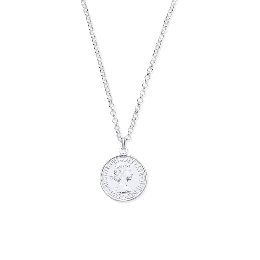 925 Sterling Silver Coin Pendant 17" Necklace