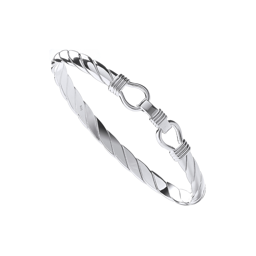 925 Sterling Silver Twist Solid Gents Bangle