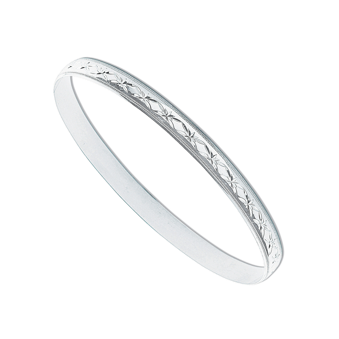 925 Sterling Silver 6mm D/C D-Shaped Slave Bangle