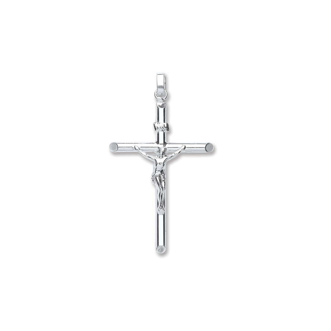 925 Sterling Silver Tubed Crucifix With Chain